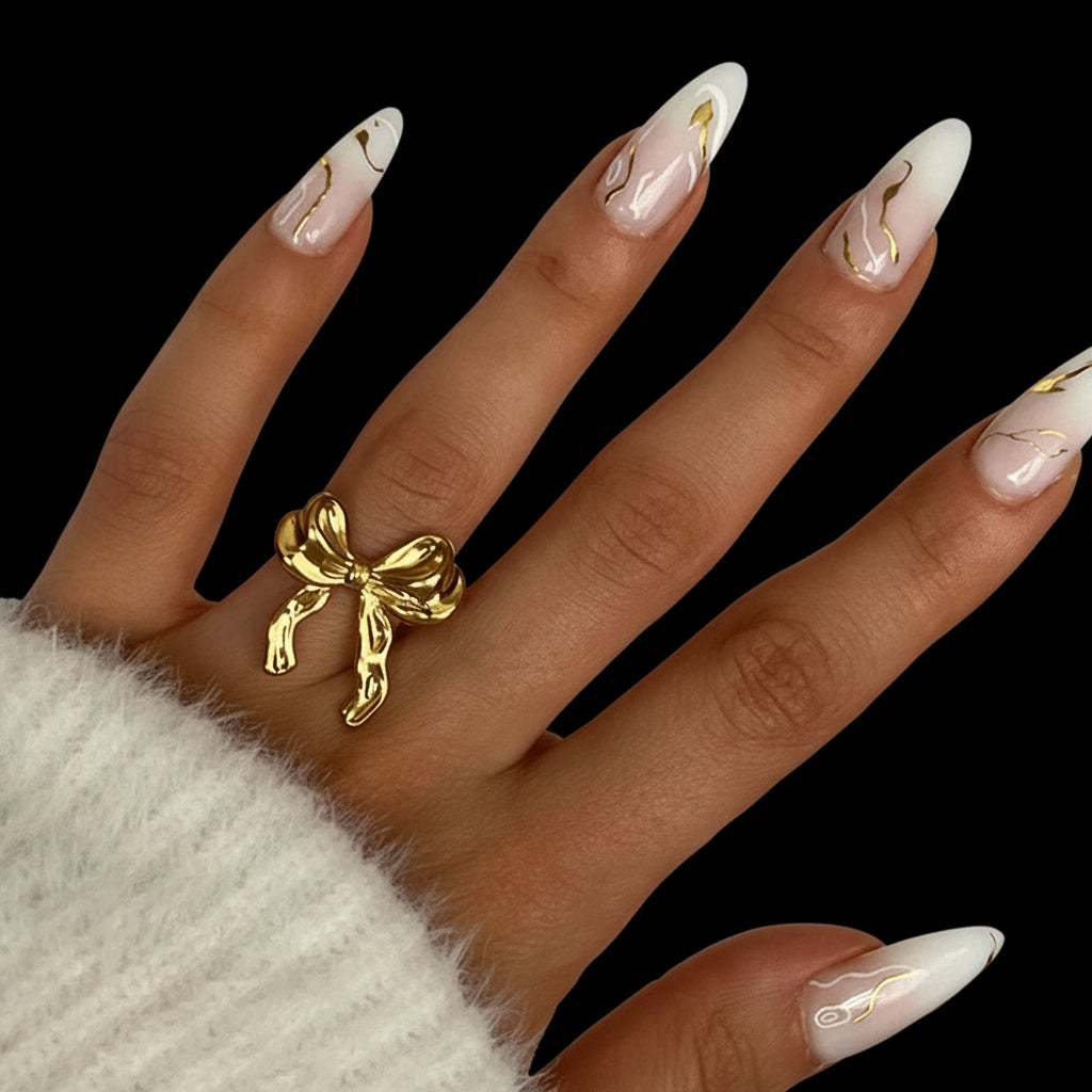 Bague Nœud Papillon Acier Inoxydable Légère - Style Vintage Luxe Élégant Femme