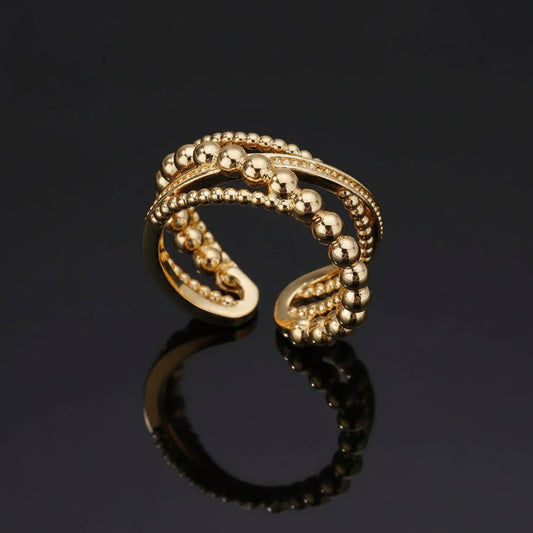 Bague Lignes Minimaliste Acier Inoxydable Doré - Design Épuré Mariage Femme