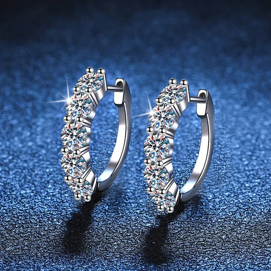 Créoles Argent 925 Moissanite 4mm - Boucles d'Oreilles Femme Mariage