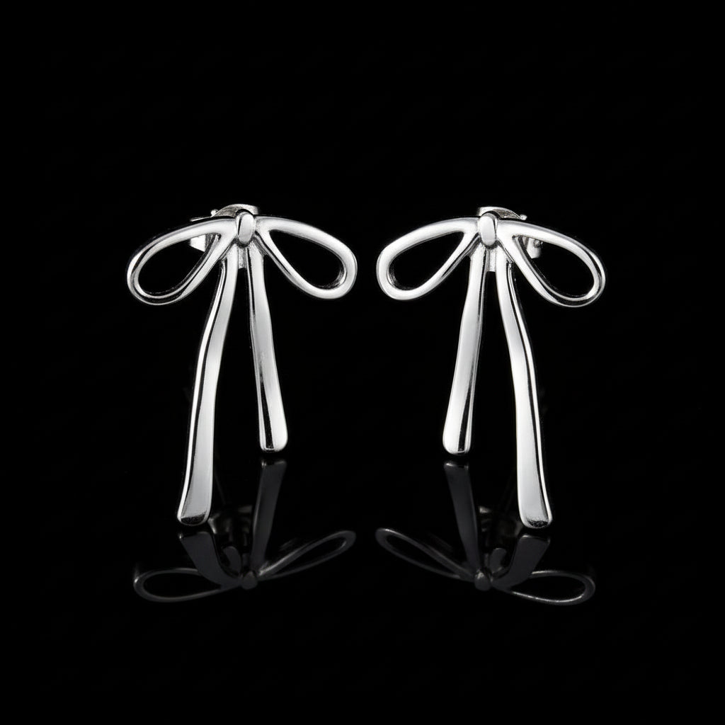 Boucles d'Oreilles Puces NĆud Papillon inoxydable 316L - Waterproof Statement Femme