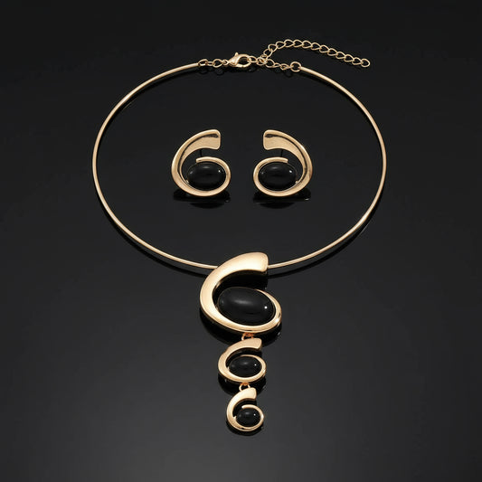 Set Bijoux Luxe Femme - Collier Choker et Ear Cuff Strass Noirs