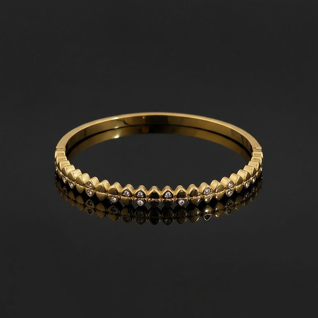 Bracelet Manchette Zircon Géométrique Acier Inoxydable Waterproof - Empilable Femme