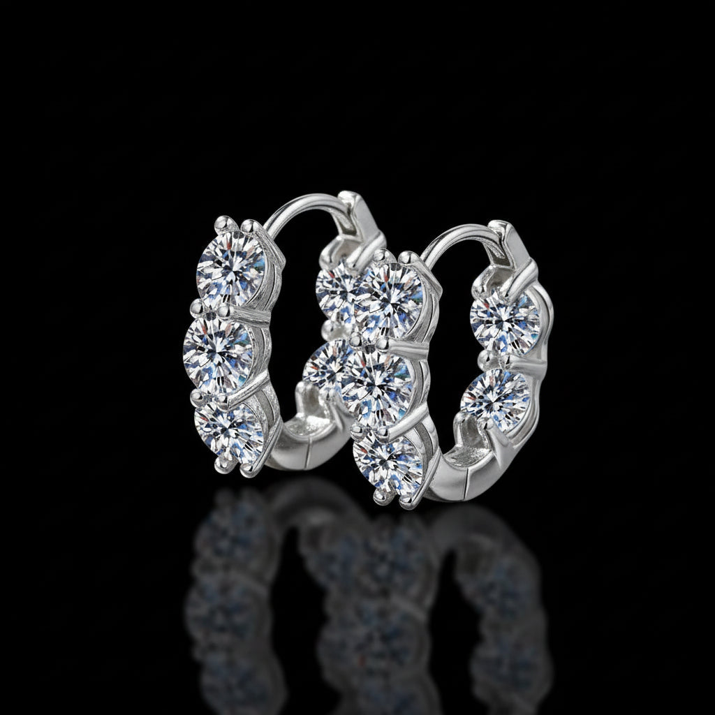 Créoles Moissanite 3mm-Argent 925