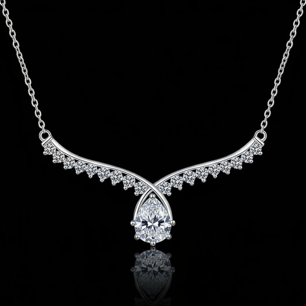 Collier Argent 925 Ailes d'Ange - Pendentif Moissanite Femme
