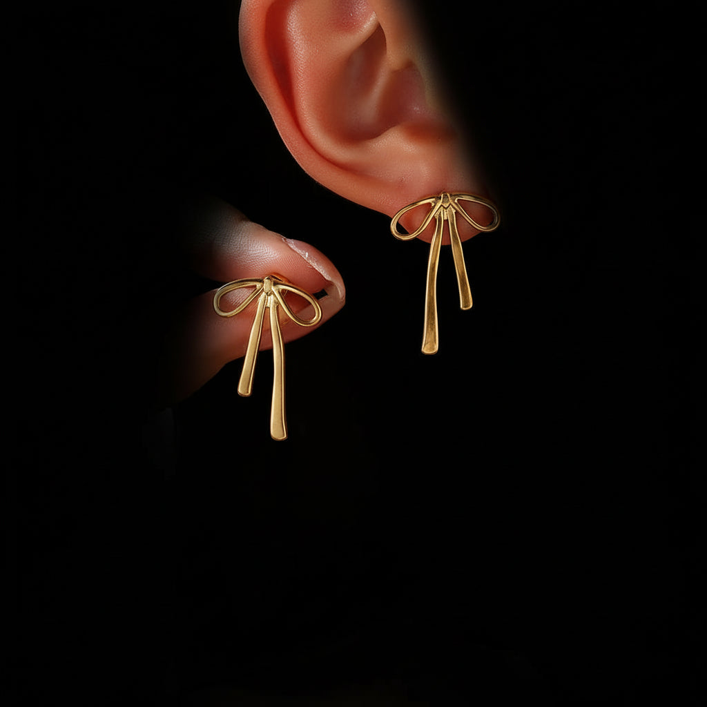 Boucles d'Oreilles Puces NĆud Papillon inoxydable 316L - Waterproof Statement Femme.