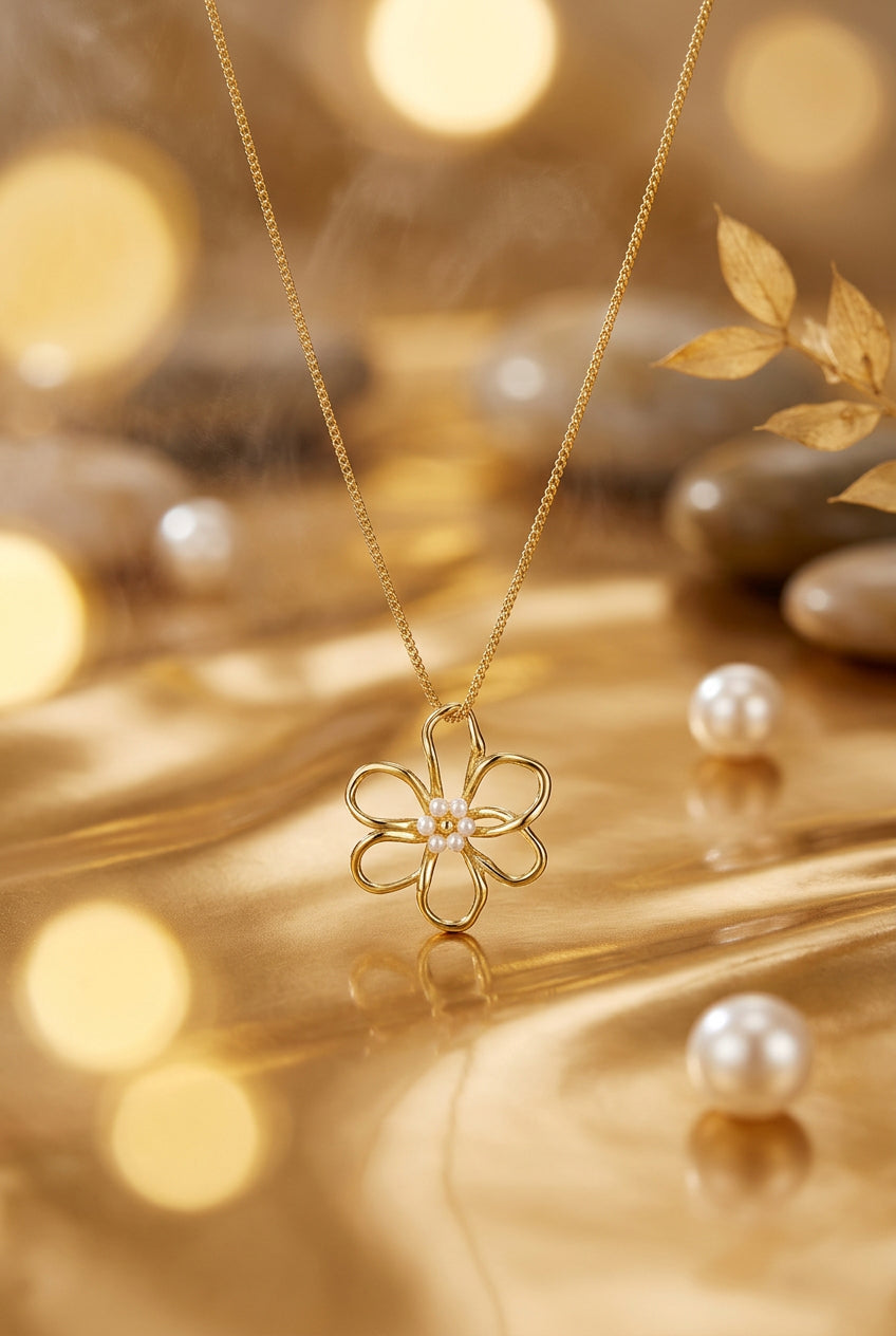 Stainless Steel Long Necklaces Flower Casual Daily Simple Series Women's jewelry