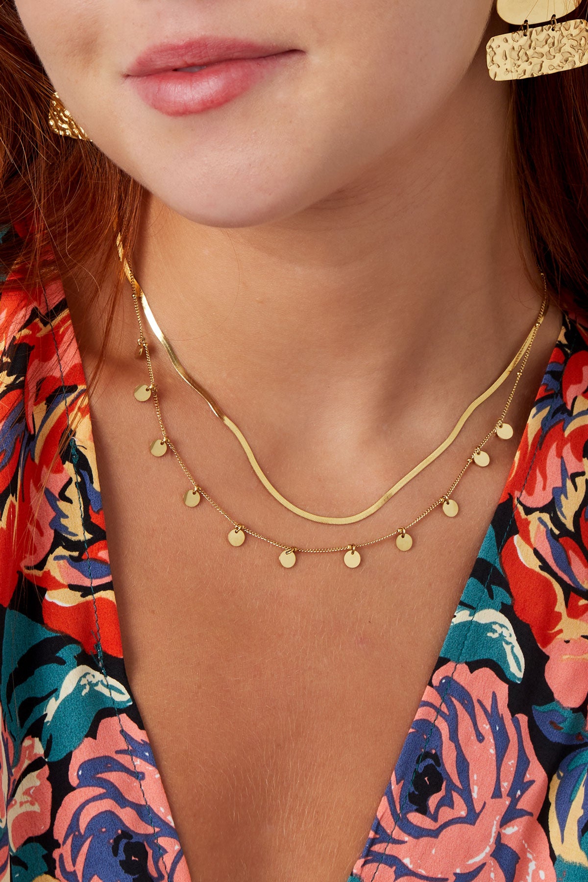 necklace double layer circles