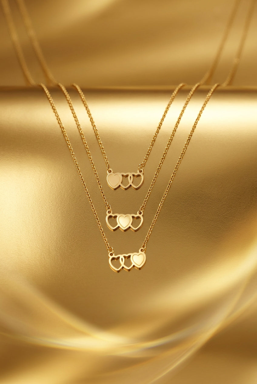 Necklace Three SisterS Gold Color Stainless Steel