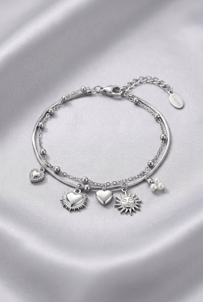double bracelet with heart charm
