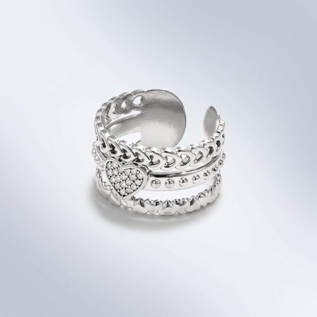 Statement ring with rose in heart