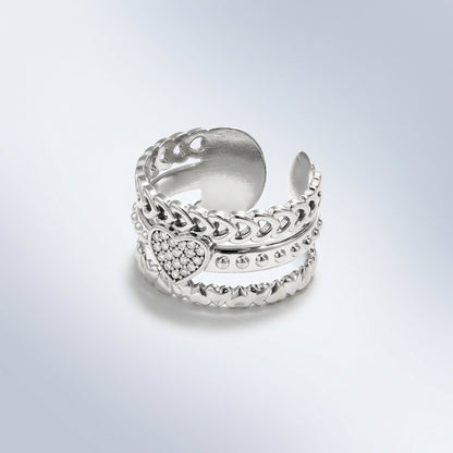 Statement ring with rose in heart
