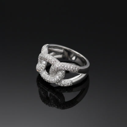 Bague Ouverte Pavée Zircon – Plaquée Argent 925
