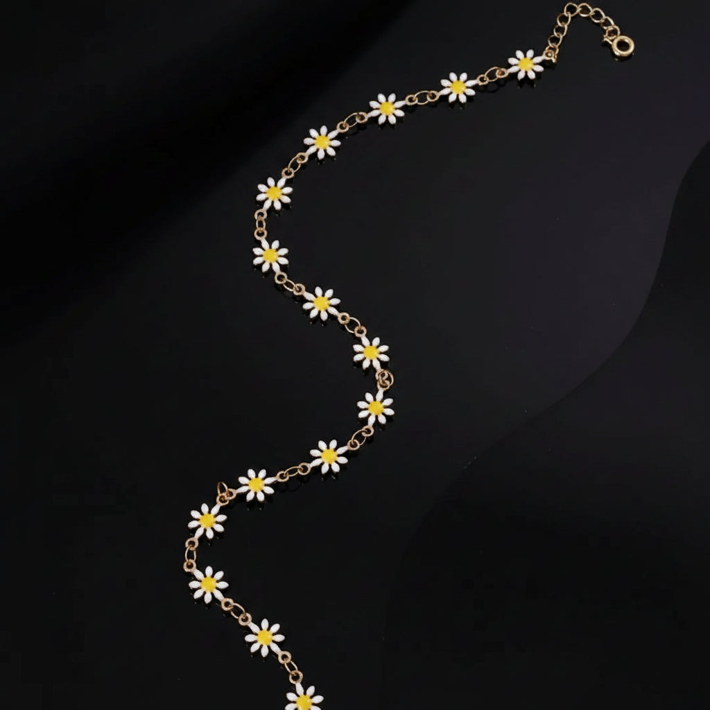 Collier Ras-de-Cou Marguerite Fleurie – Plaqué Argent