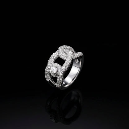 Bague Ouverte Pavée Zircon – Plaquée Argent 925