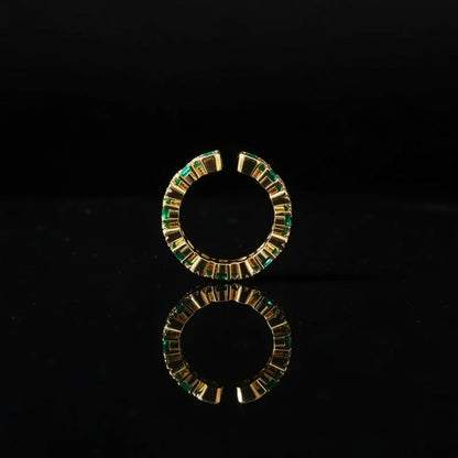 Bague Éternité Vague – Zircon Vert & Plaqué Or