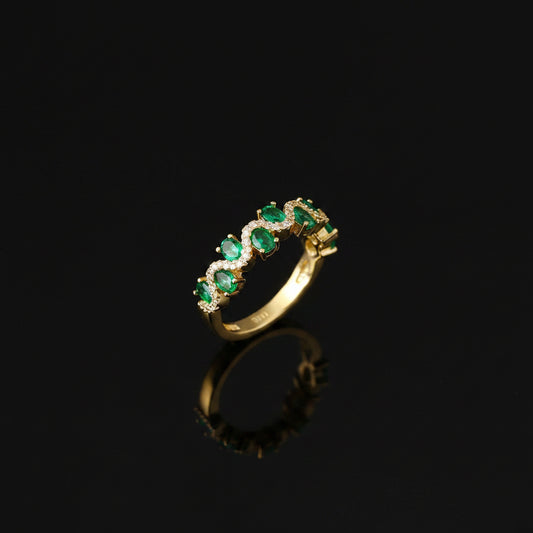 Bague Éternité Vague – Zircon Vert & Plaqué Or
