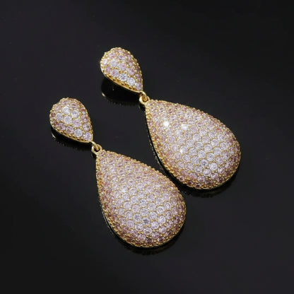 Boucles d’Oreilles Pendantes Goutte d’Eau Zircon – Élégance Nuptiale