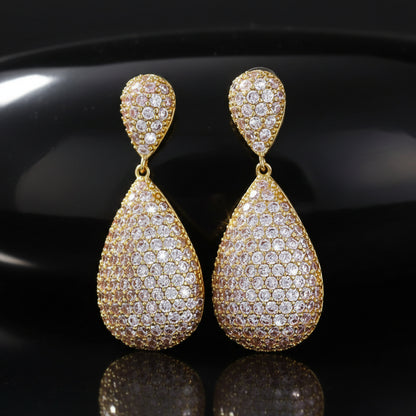 Boucles d’Oreilles Pendantes Goutte d’Eau Zircon – Élégance Nuptiale