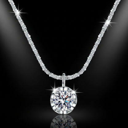 Collier Moissanite 2ct Argent 925 - Chaîne Chou-Fleur Scintillante Pendentif Délicat Femme