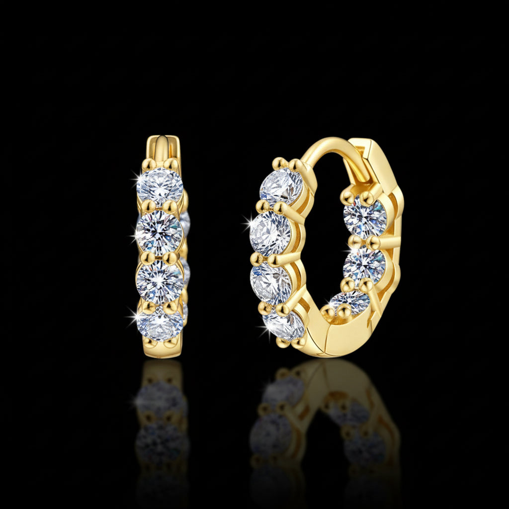 Créoles Moissanite 4.5mm Plaqué Or 18K