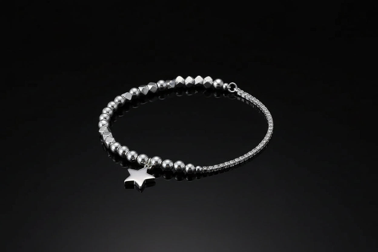 Lot de 6 Bracelets Femme Argent 925 Strass - Charme Ciel Étoilé Coréen Luxe