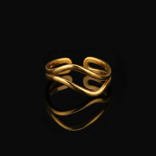 Bague Lignes Minimaliste Acier Inoxydable Doré