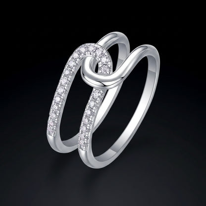 Bague Double Anneau Torsadé — Moissanite D VVS1 | Argent 925 | Micro-Pavé