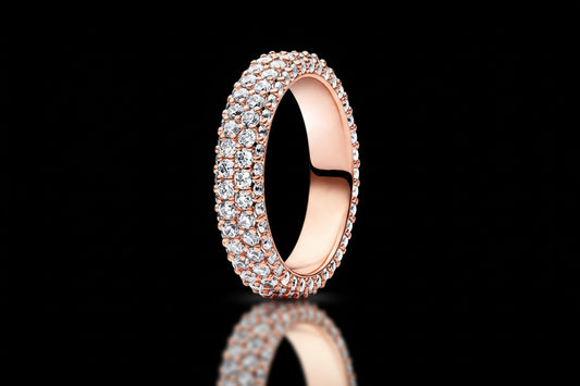 Bague Argent 925 Pavé Triple-Rang Coloré - Élégance Intemporelle