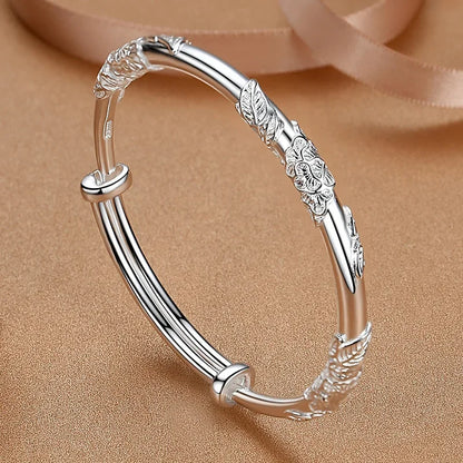925 Sterling Silver Peacock Opening Screen Bracelet For Women Luxury Designer Texture Open Bracelets Party Original Jewelry Gift un titre
