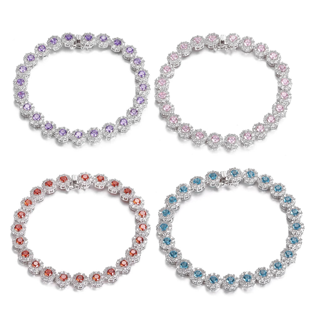 Bracelet Tennis Argent 925 Plaqué - Zircone Cubique Cristal - Bijou Élégant Femme