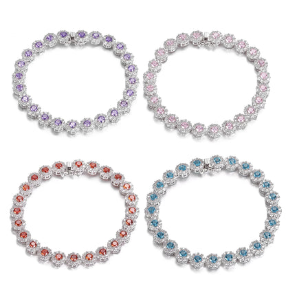 Bracelet Tennis Argent 925 Plaqué - Zircone Cubique Cristal - Bijou Élégant Femme