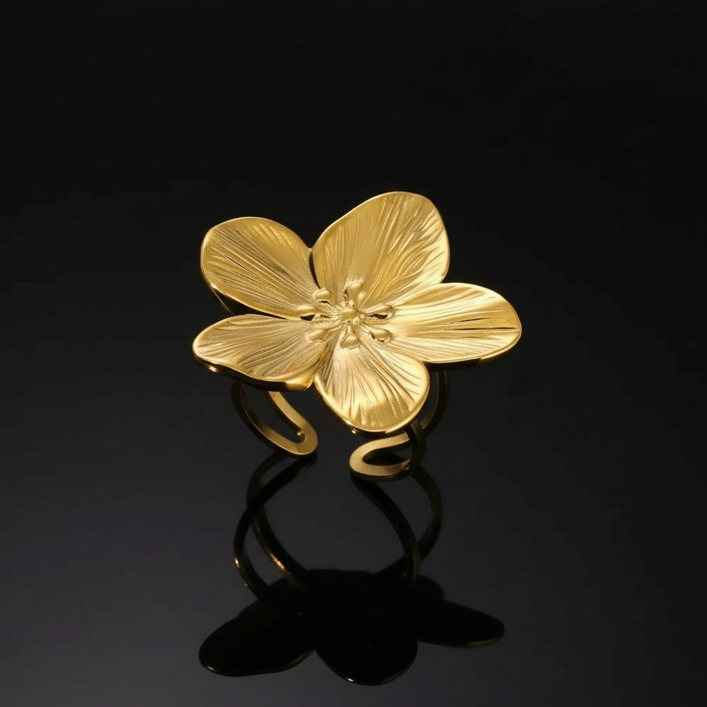 Bague Perles Design Acier Inoxydable Doré - Style Aesthetic