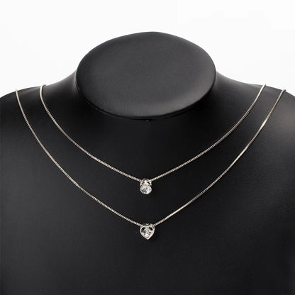 Water Drop Pendant Chain Smooth Long Chain Necklace Double Layer Water Drop Pendant Necklace for Women Fashion Jewelry Set Gifts