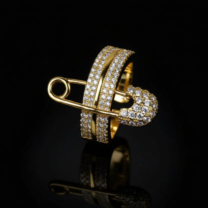 Bague Trois Couches Design Épingle - Bijou Femme Élégant Cadeau Saint-Valentin