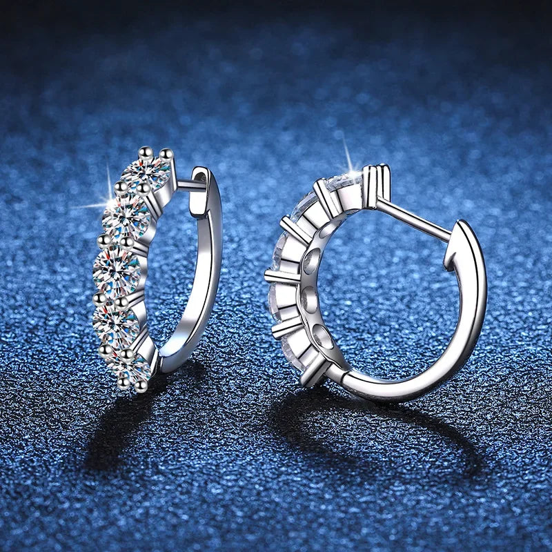 Créoles Argent 925 Moissanite 4mm - Boucles d'Oreilles Femme Mariage