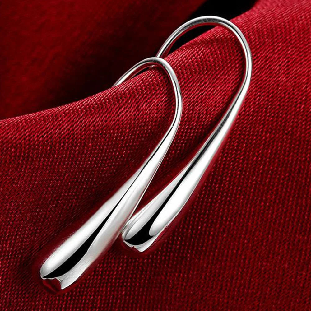 Boucles d'Oreilles Créoles Goutte d'Eau Argent 925 - Bijou Mariage Femme Élégant