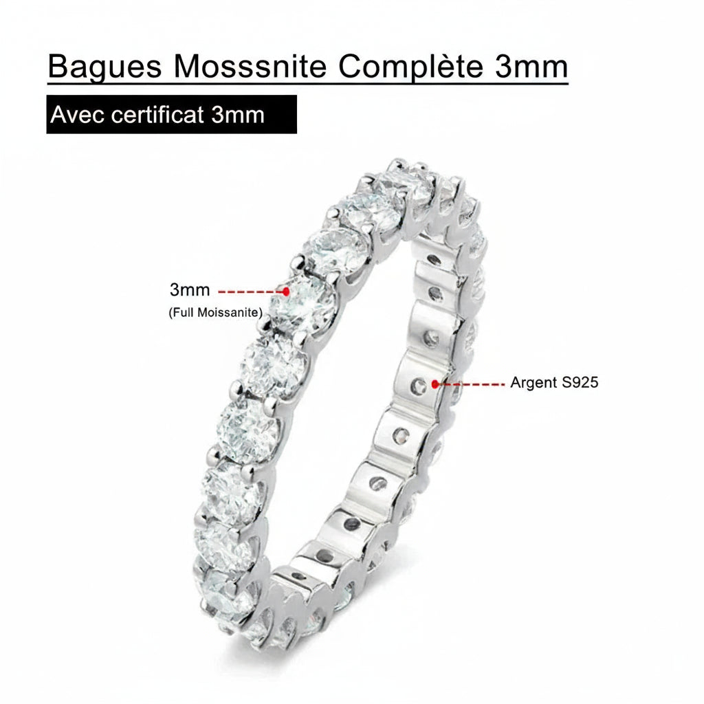 Bague Serenity en Moissanite 3mm - Argent 925 Plaqué Or 18K