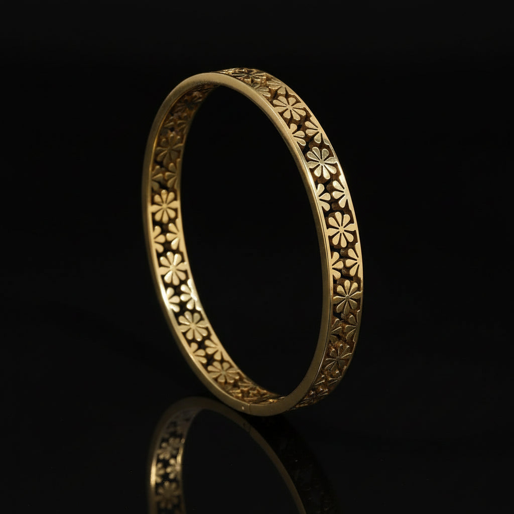 1 Bracelet Manchette Fleur Acier Inoxydable - Style Rétro Waterproof Empilable