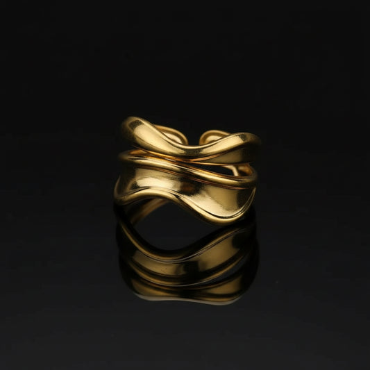 Bague Lignes Minimaliste Acier Inoxydable Doré