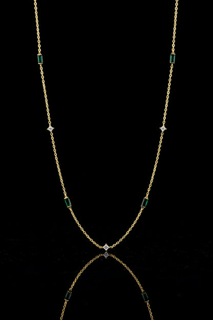 Collier Argent 925 Plaqué Or - Pendentif Lune Étoile Zircon Femme