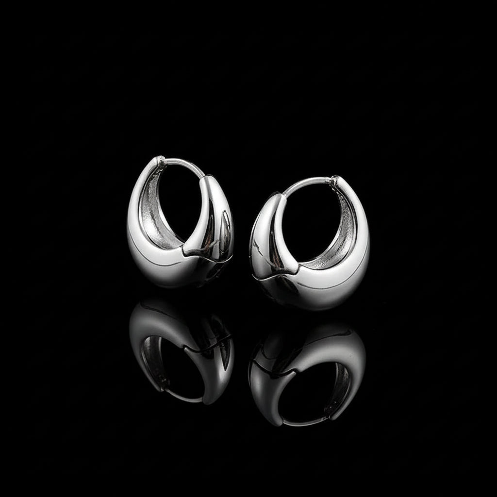 Créoles Acier Inoxydable Larges - Boucles d'Oreilles Rondes Tendance Femme