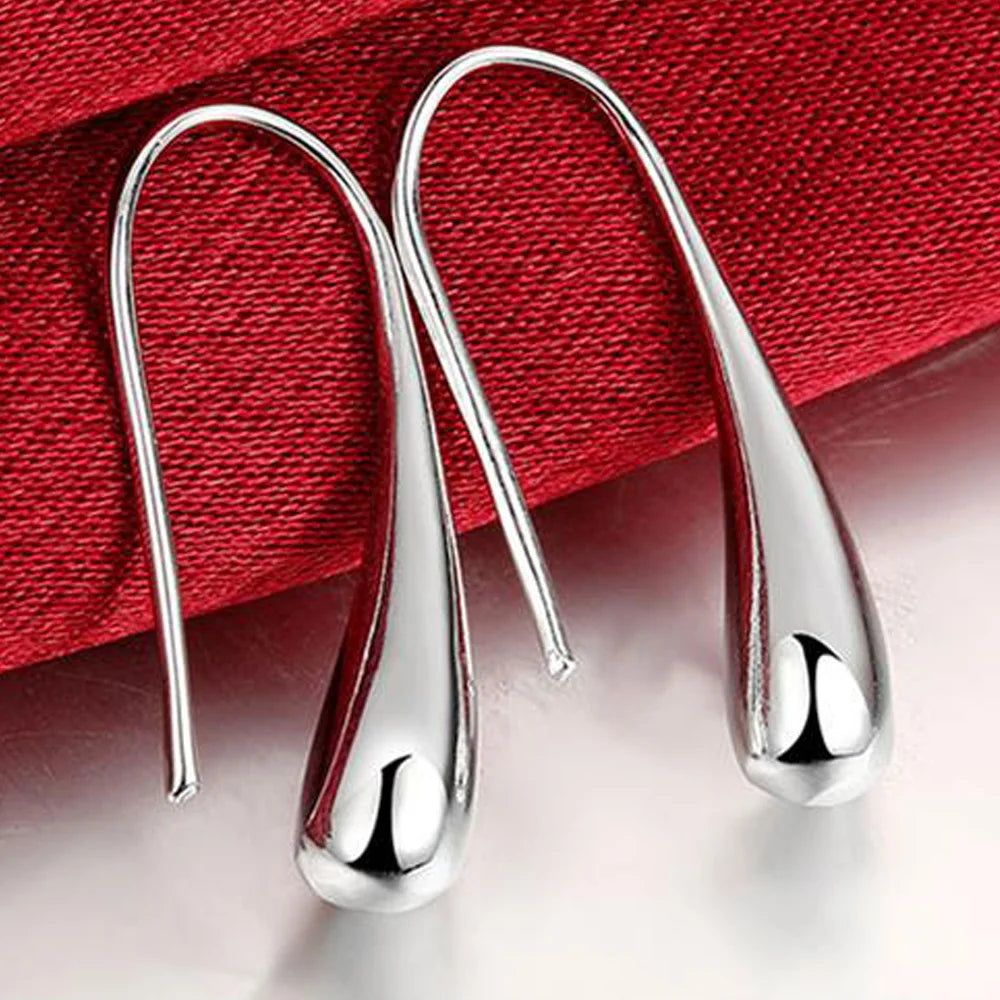 Boucles d'Oreilles Créoles Goutte d'Eau Argent 925 - Bijou Mariage Femme Élégant