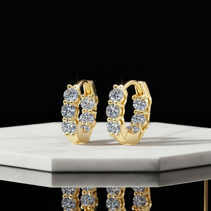 Créoles Moissanite 4.5mm Plaqué Or 18K