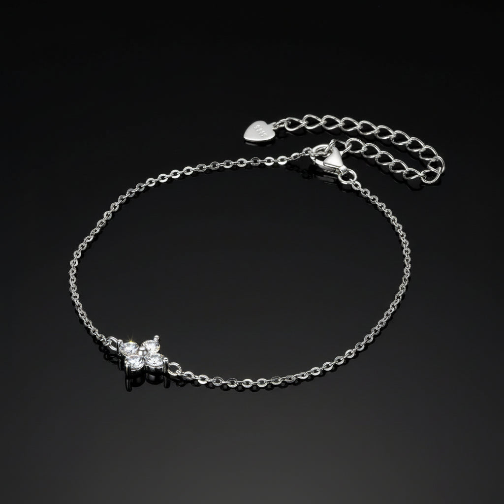 Bracelet Trèfle Quatre Feuilles Moissanite Certifié GRA - Argent 925 Plaqué Or Rose - Bijou Porte-Bonheur Femme