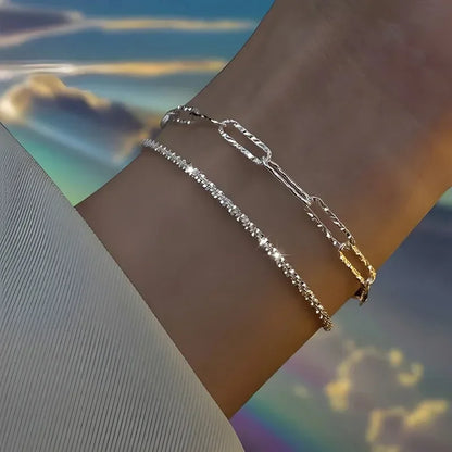 Lot de 6 Bracelets Femme Argent 925 Strass - Charme Ciel Étoilé Coréen Luxe