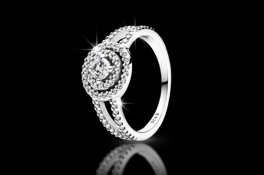 Bague Solitaire Halo Argent 925 - Collection Céleste
