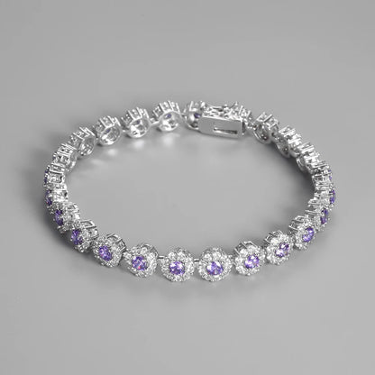 Bracelet Tennis Argent 925 Plaqué - Zircone Cubique Cristal - Bijou Élégant Femme