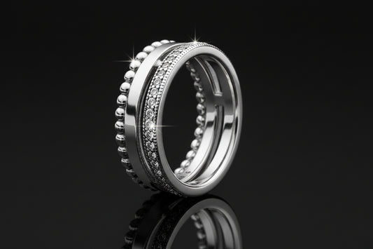 Bague Argent 925 Pavé Triple-Rang Coloré - Élégance Intemporelle