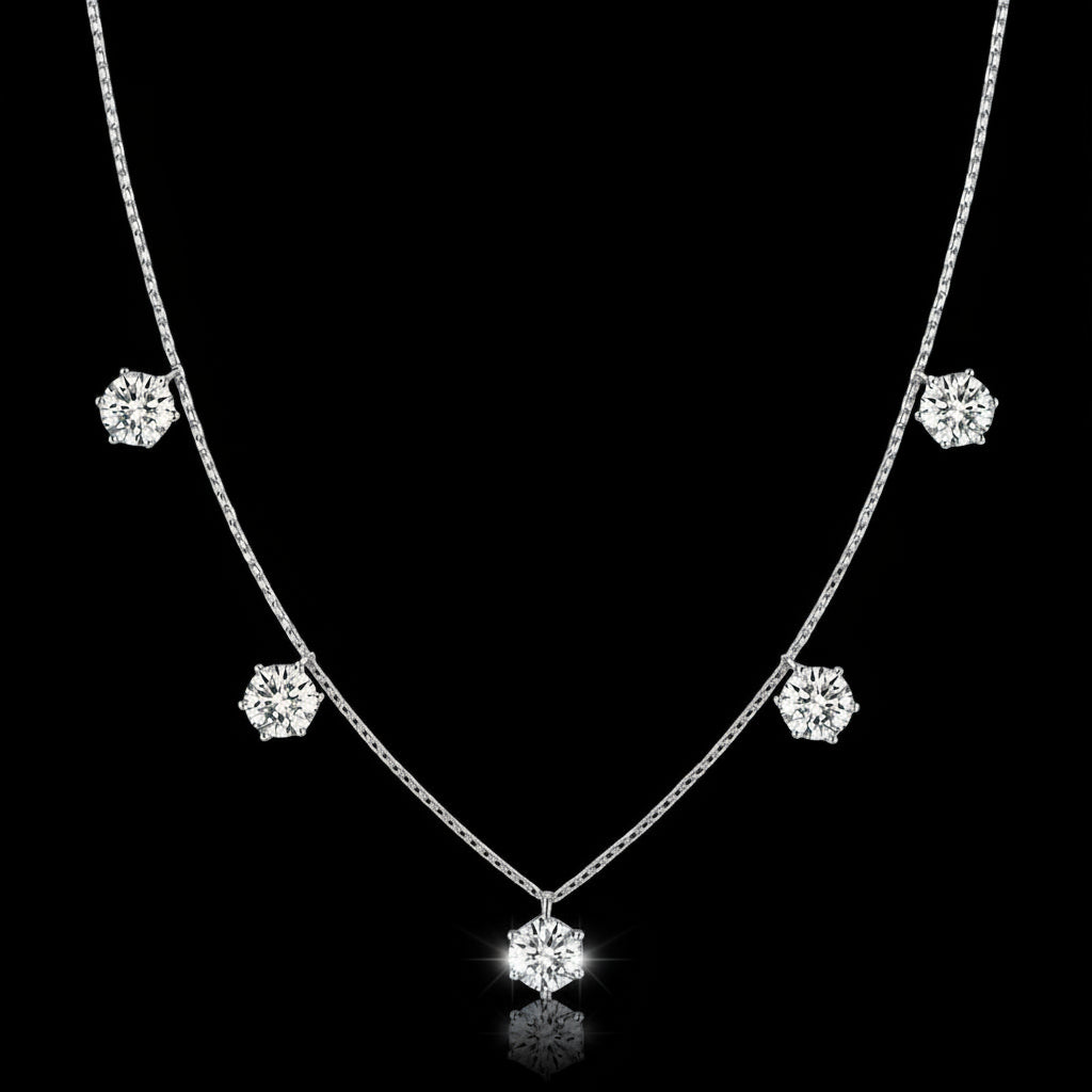 Collier Tennis Moissanite 2.5-5CT Argent 925 Sterling - Sertissage Bezel 5-6.5mm - Bijou Femme Luxe