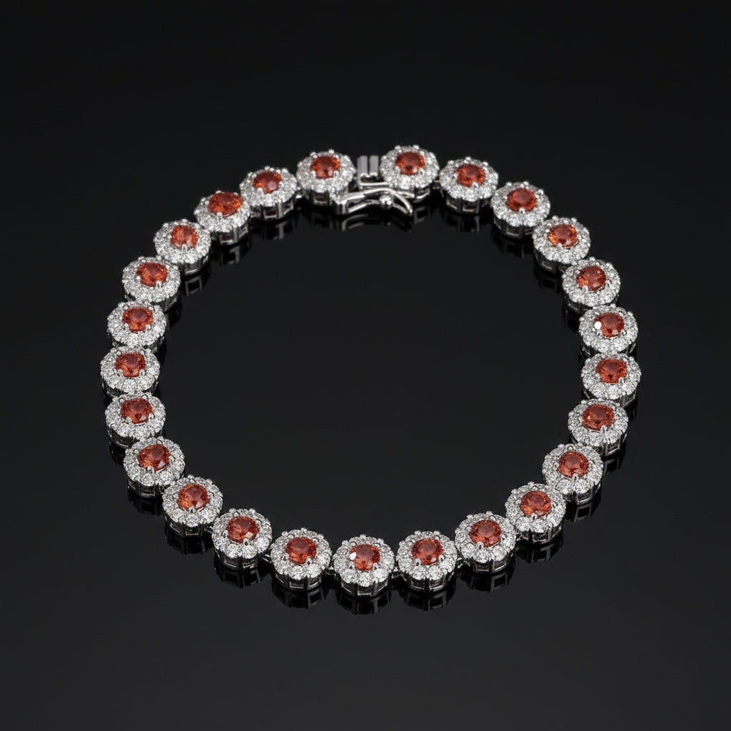 Bracelet Tennis Argent 925 Plaqué - Zircone Cubique Cristal - Bijou Élégant Femme